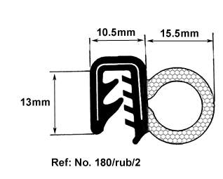 Automotive Door Seal - No.180/Rubber/2 - Automobile Trimmings